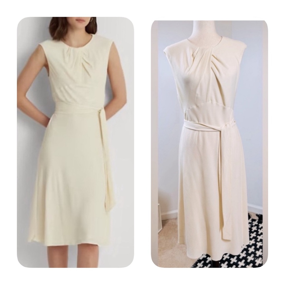 Ralph Lauren Cream occasion/ cocktail Midi Dress woman’s sz 10